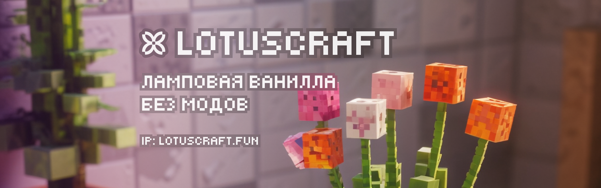 Баннер сервера LotusCraft - Вайп 13.12.2025