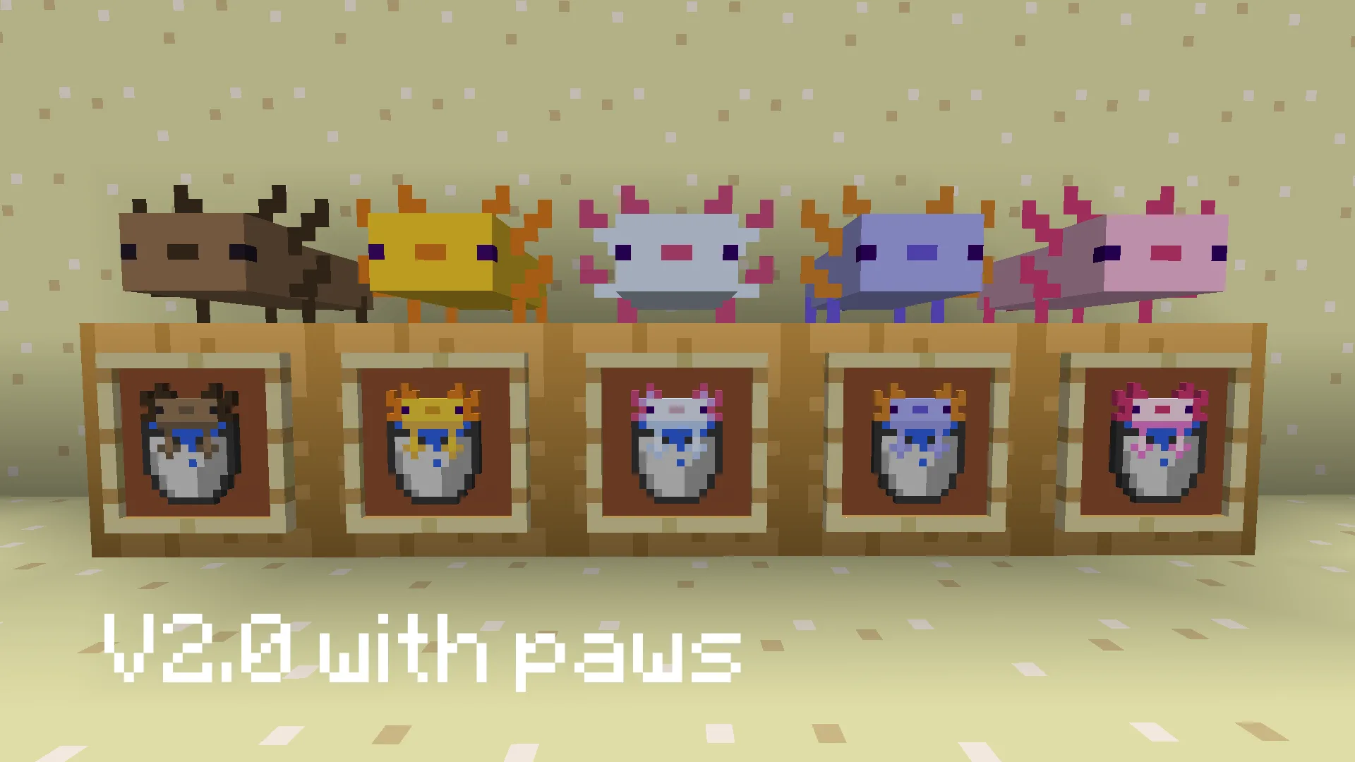 Изображение 1 ресурспака Colored Axolotl Buckets-Classic Bare Bones Addon