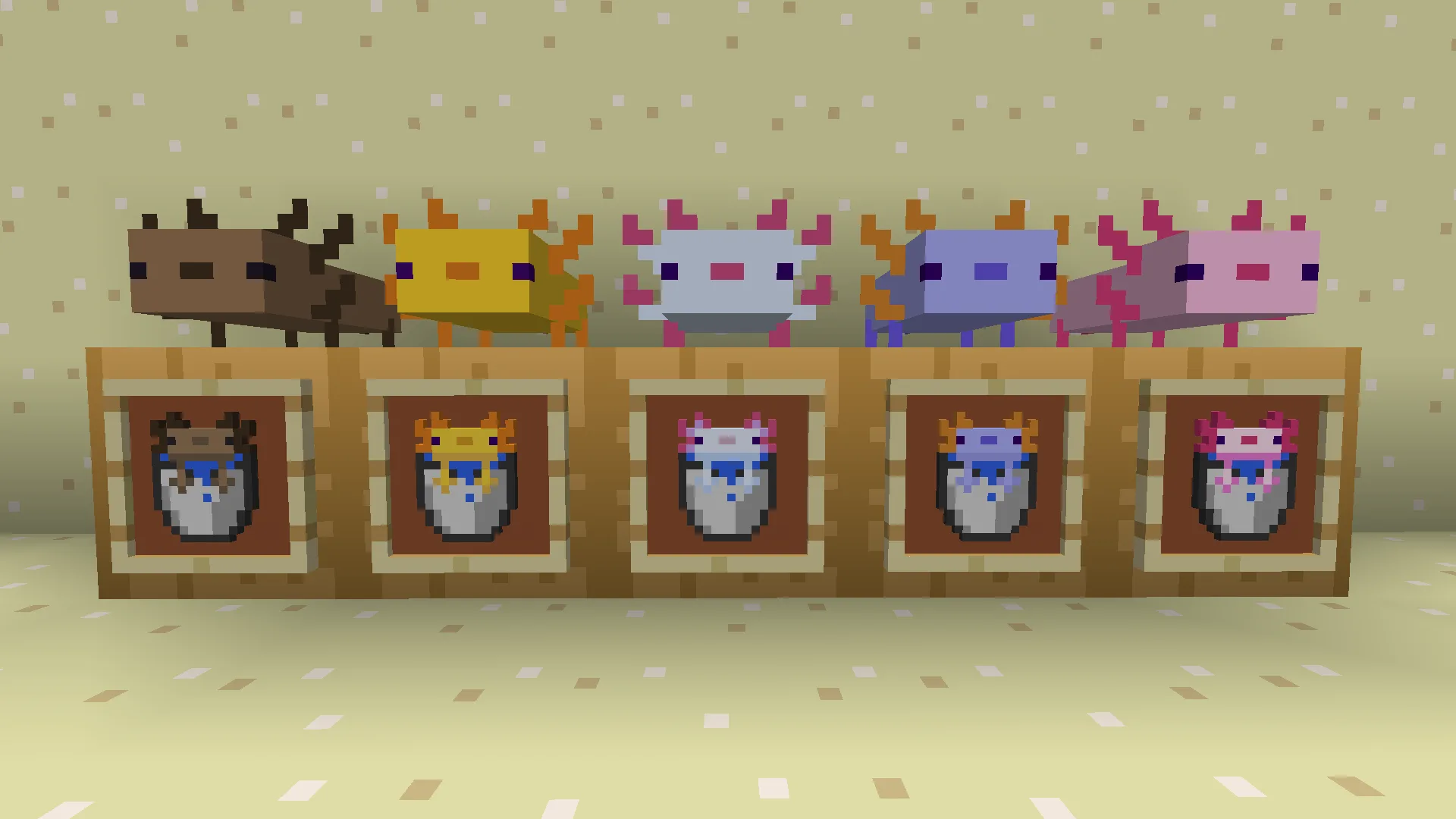 Colored Axolotl Buckets-Classic Bare Bones Addon