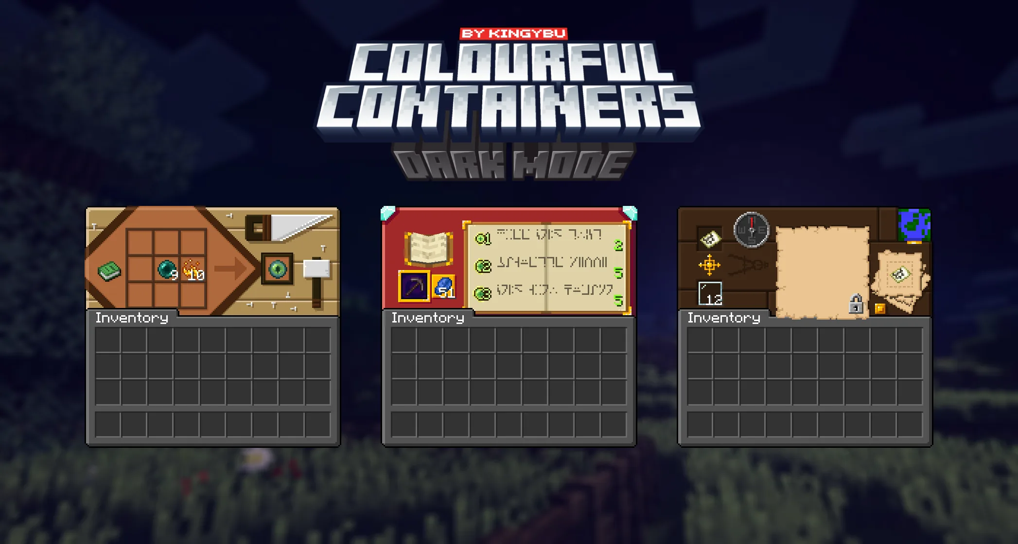 Colourful containers Dark Mode GUI