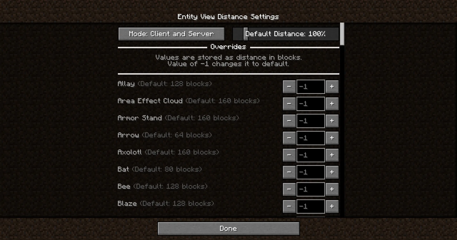 Entity View Distance