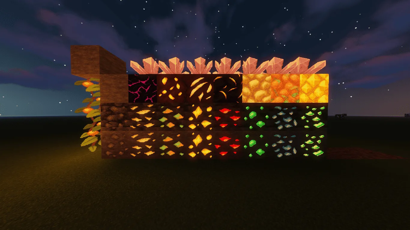 Изображение 2 ресурспака Faithful Fusion Glowing Ores 64x Addon