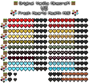 Изображение 3 ресурспака Fresh Hearts Health Bar HUD Hotbar