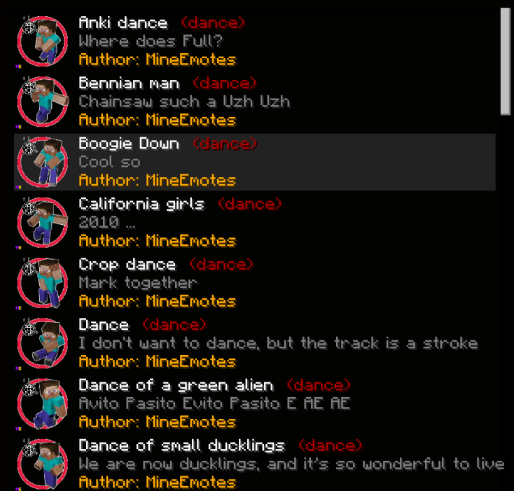 Mine Emotes translations