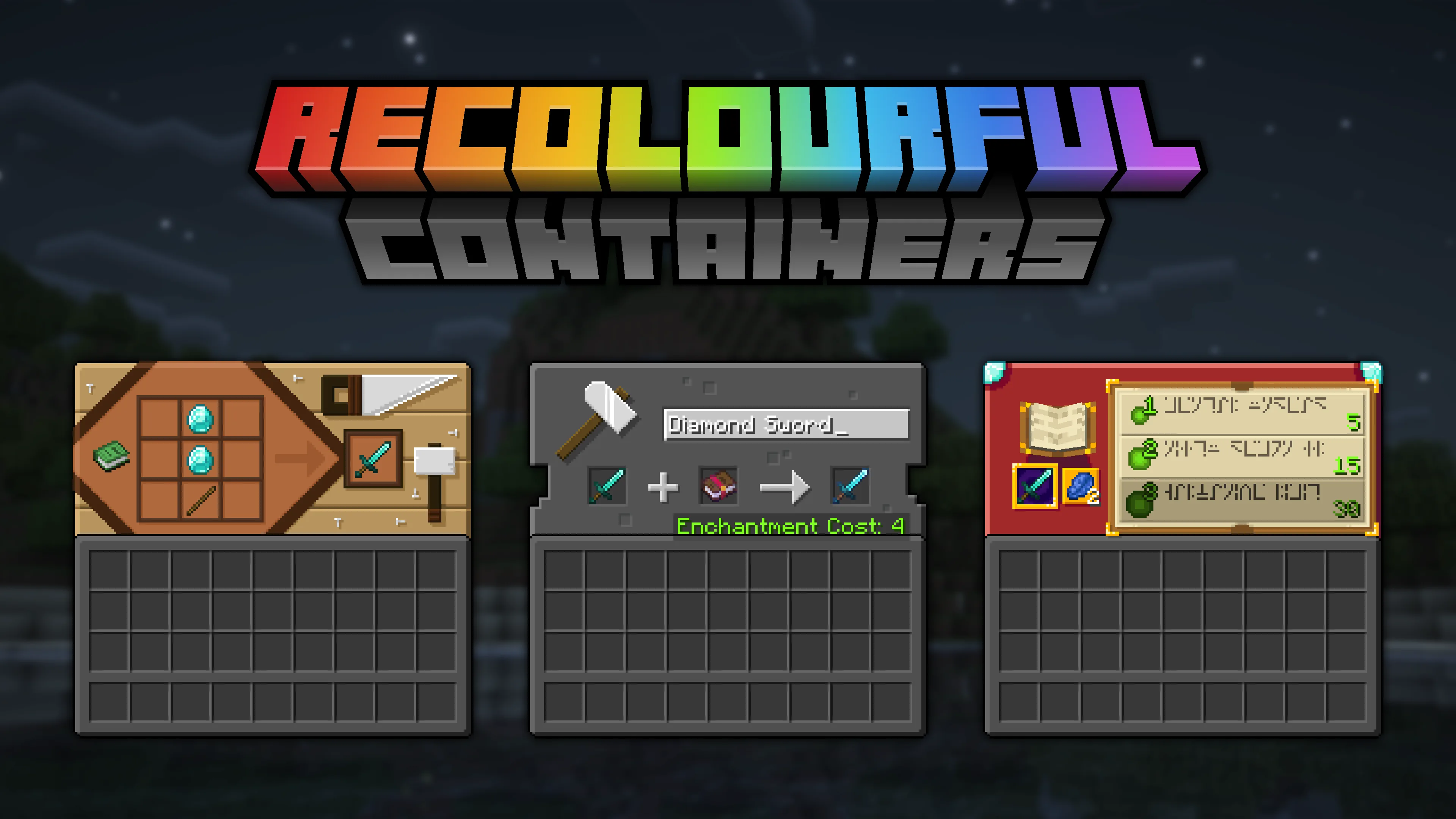 Изображение 2 ресурспака Recolourful Containers GUI + HUD (DARK)