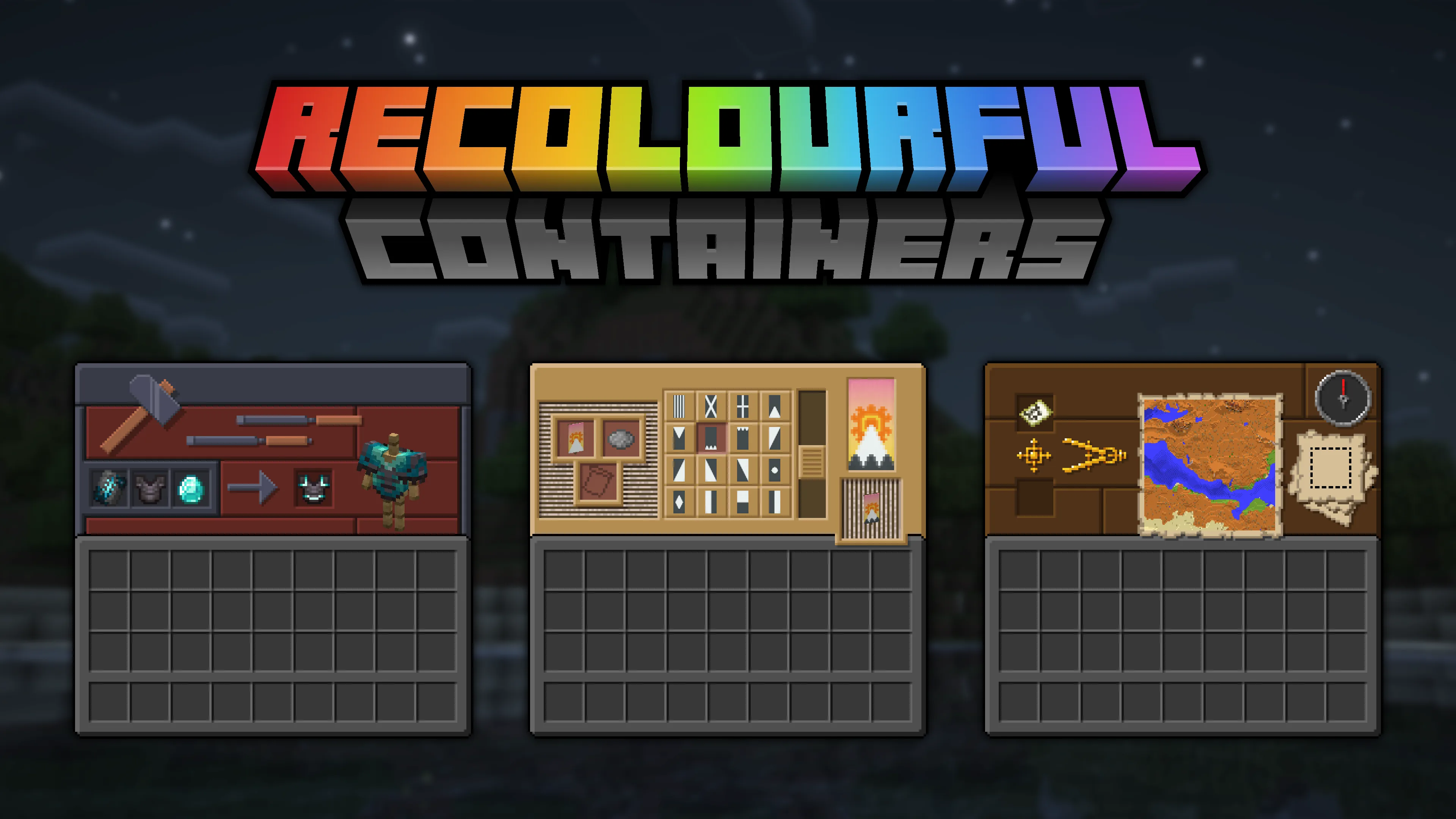 Изображение 4 ресурспака Recolourful Containers GUI + HUD (DARK)