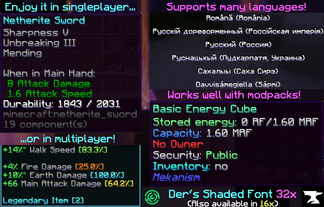 Изображение 3 ресурспака Der's Smooth Shaded Font (Faithful 32x)