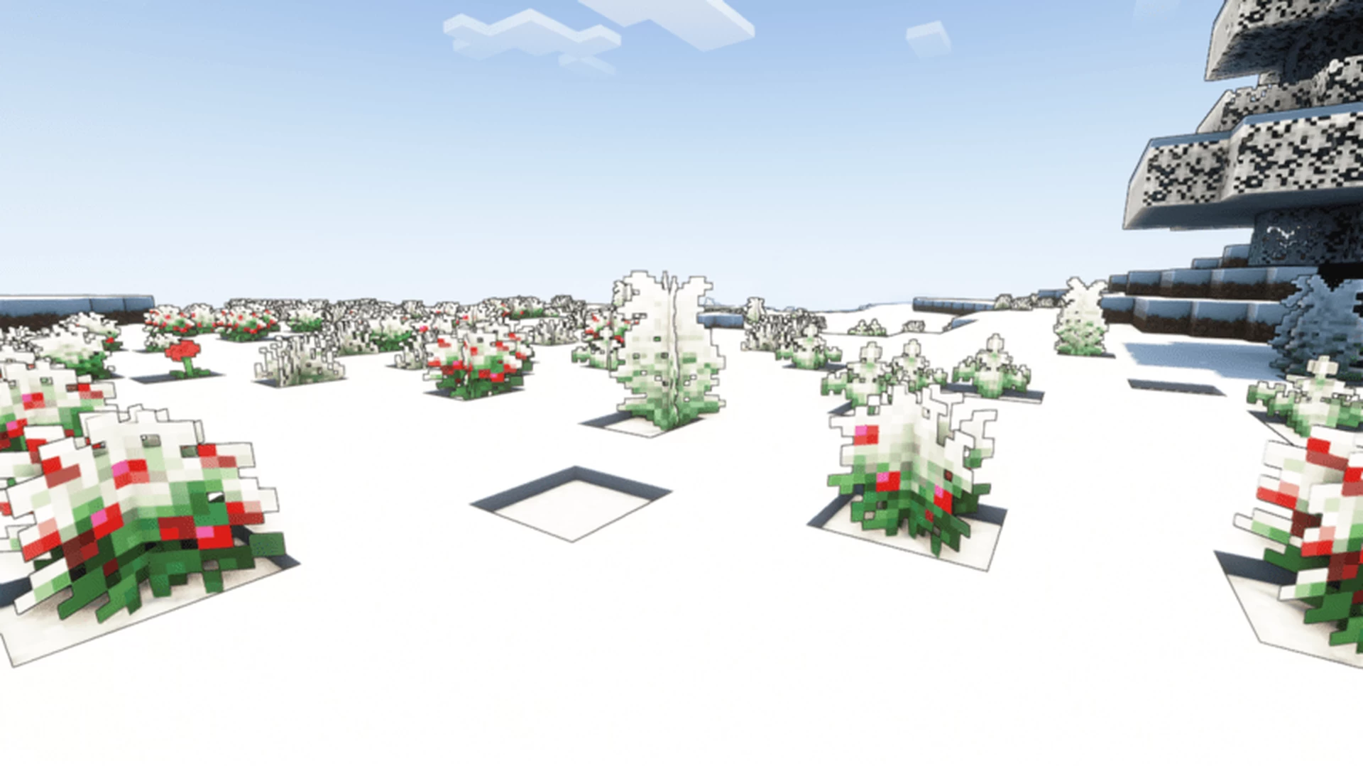 Изображение 4 ресурспака White Leaves/Grass in Snow Biomes – Winter Foliage