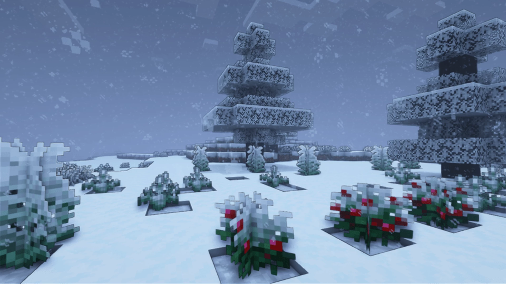 Изображение 5 ресурспака White Leaves/Grass in Snow Biomes – Winter Foliage