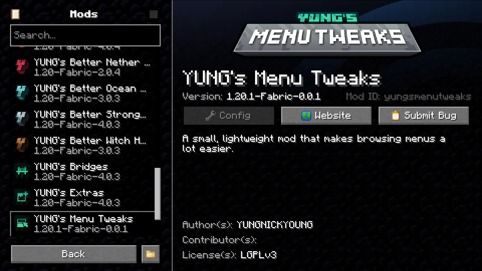 YUNG's Menu Tweaks